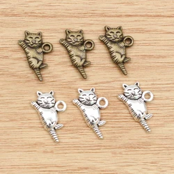 15pcs 20x12mm Antique Silver Plated Bronze Plated Cute Cat Handmade Charms Pendant:DIY for bracelet necklace