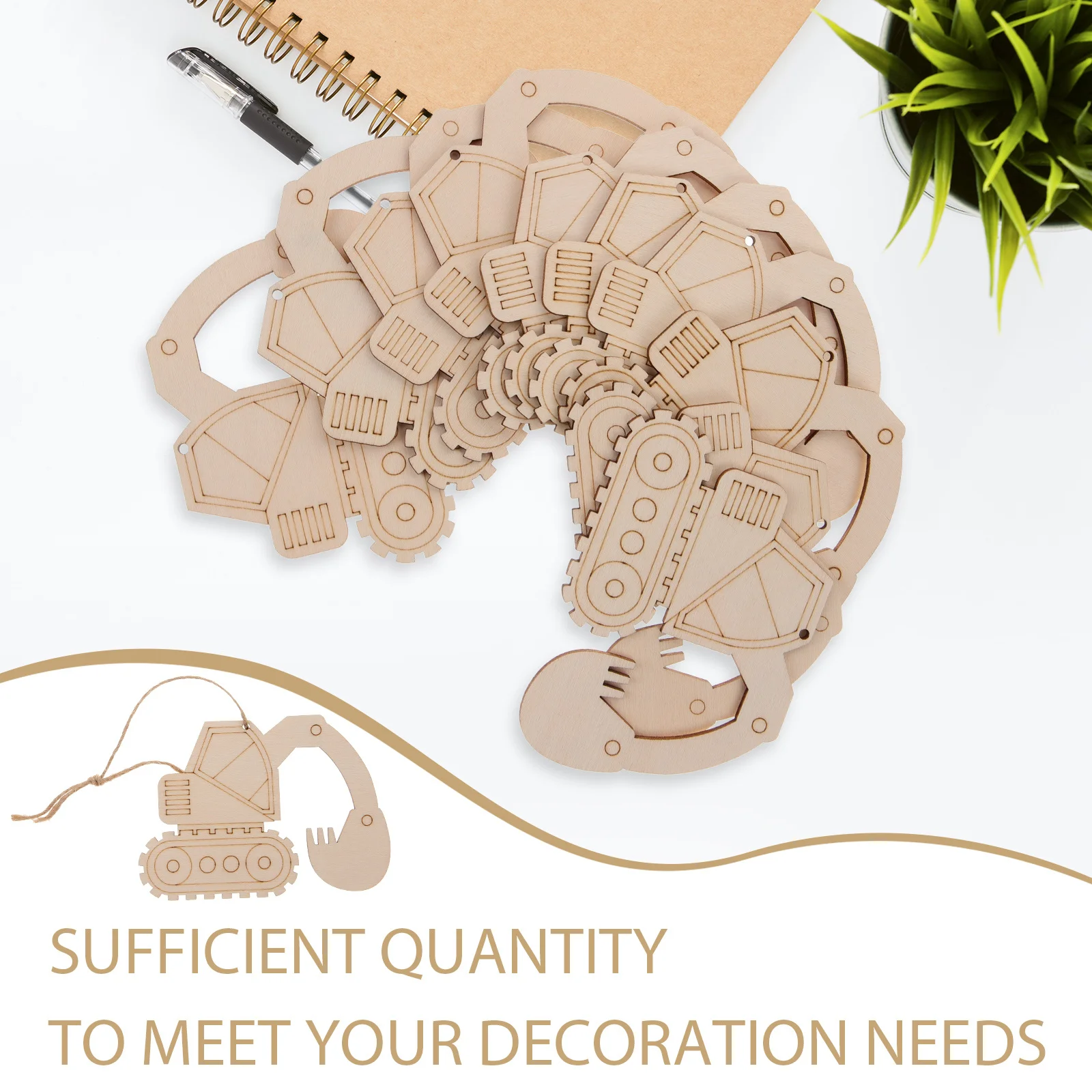 

1 set Excavator Wood Slices Unfinished Beige Color DIY Craft Chip Smooth Edges No Burr Wood Discs Blank Pieces