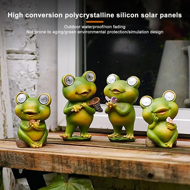 Frog Lamp Cute Decor Lamp With Solar Figurine Outdoor Ornament Frog Solar Lights Outdoor Decorative Tabletop Lanterns Lamp