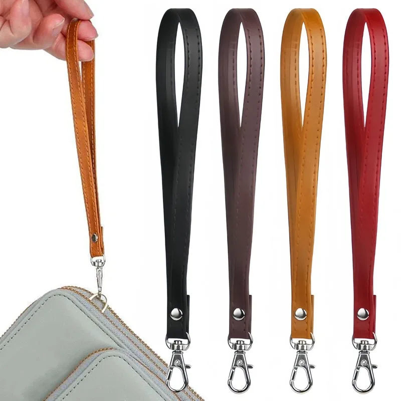 

Adjustable Leather Bag Strap Detachable Crossbody Short Handle Wristlet Keychain Replacement for Purse Phone Camera Case
