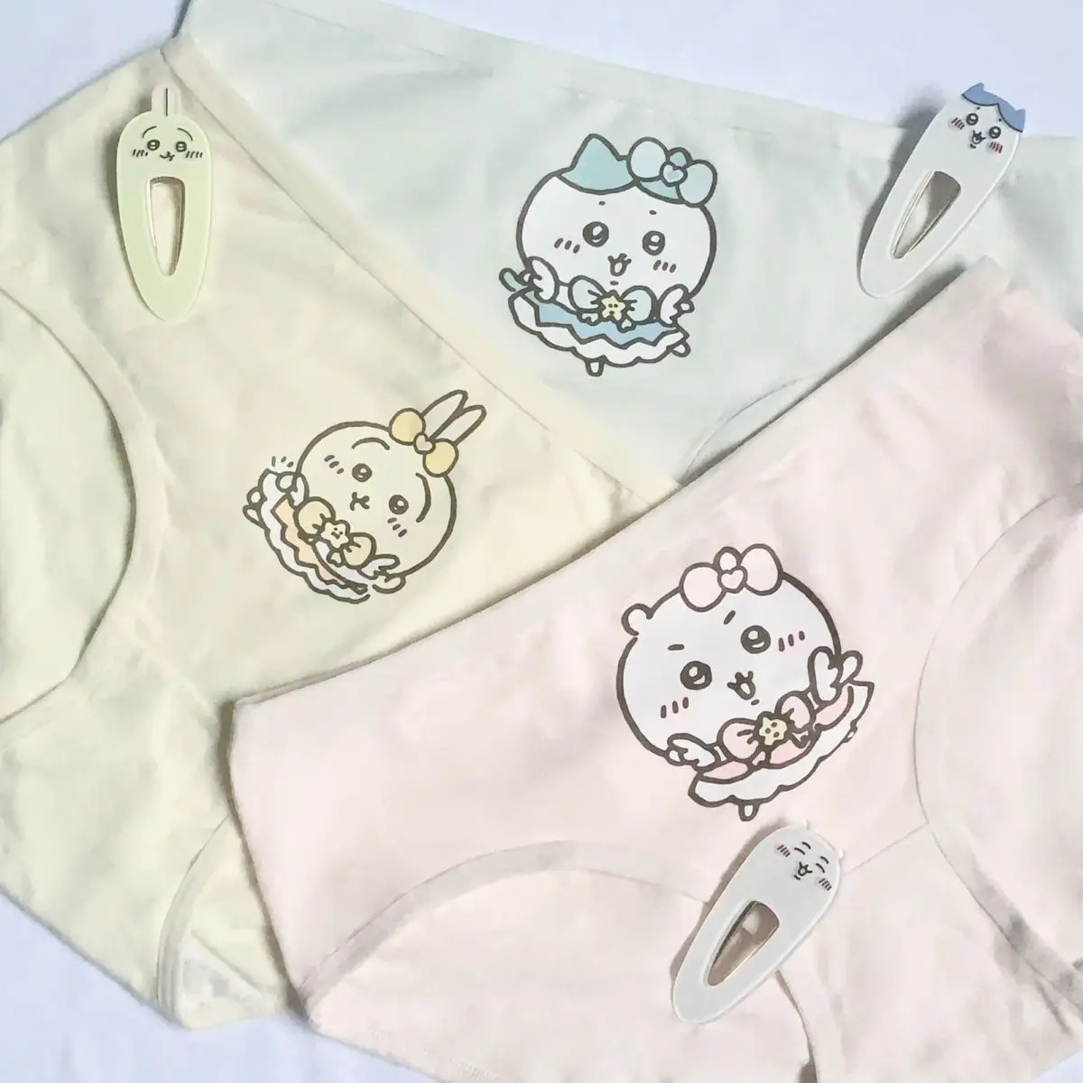 3Pcs Chiikawa Girls' Cute Underwear Hachiware Soft Cotton Panties for Women Usagi Briefs Female Mid Waist Intimates Underpants