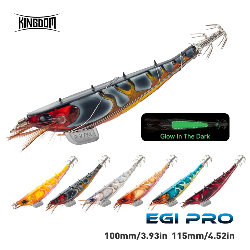 Kingdom Fishing Lure Bandag EGI Pro Artificial Bait 100mm 115mm Sinking Luminous Squid Jig Octopus Cuttlefish Sea Fishing Lures