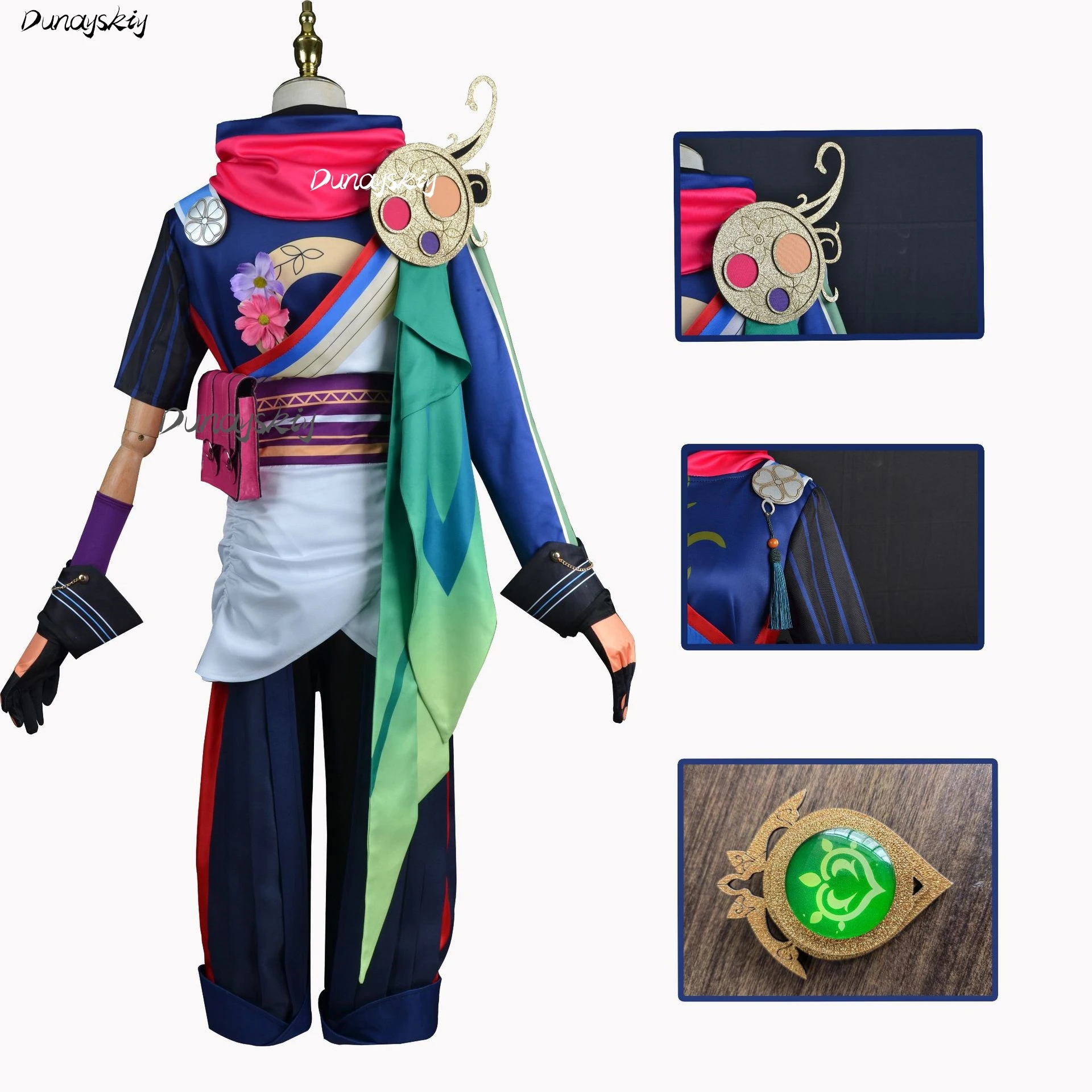 Genshin Impact Tighnari Cosplay Costume Set Wig Tail Shoe Rabbit Headband Shoe Bag Sunflower Games Anime Costumized Outfit