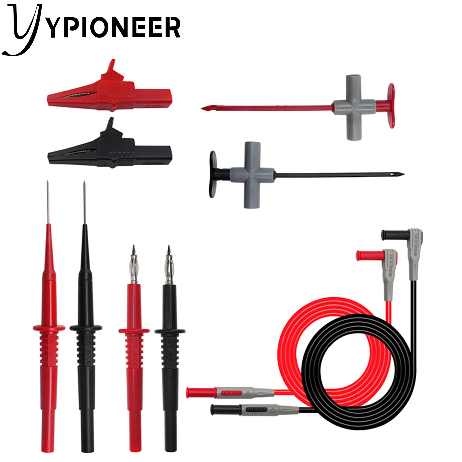 

YPioneer P1305B Multimeter Test Leads Kit with Heavy Duty Alligator Clips Puncture Probes Test Probes for Electrical Testing