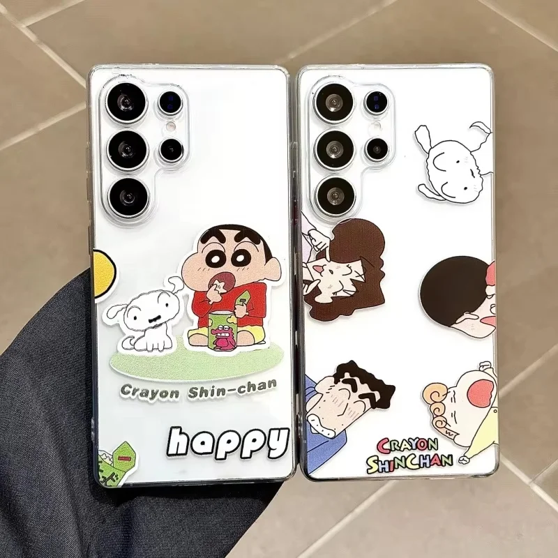Cute Crayon Shin-cha Meiya Hiroshi Xiaokui family Phone Case For Samsung Galaxy S22 S23 S24 S25 S26 Ultra Note 10 20 Plus Cover