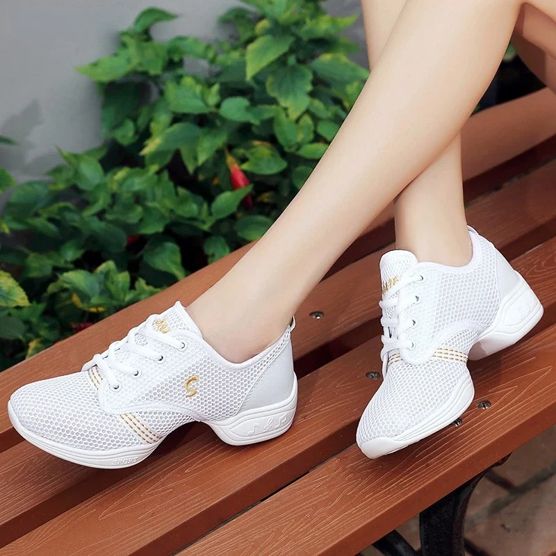 Zapatos de baile suaves y transpirables para mujer, zapatillas informales de entrenamiento al aire libre, deportivas modernas, zapatos de práctica