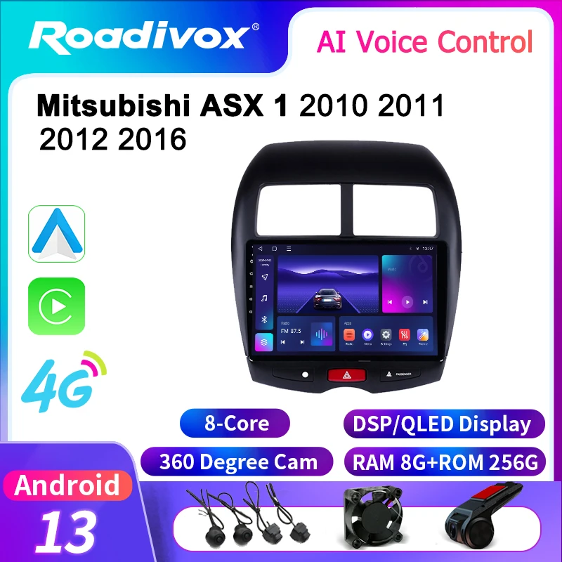 

roadivox Android car radio for Mitsubishi ASX 1 2010 2011 2016 GPS Navigation video Multimedia Player tape recorder carplay