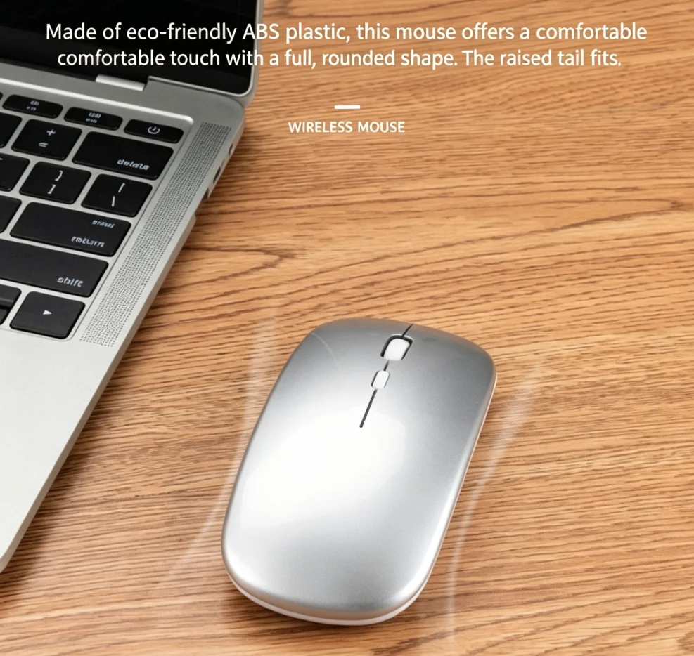 2.4GHz Rechargeable Wireless Mouse Quiet Ergonomic 1600DPI Optical Mice with USB Receiver for Laptop PC Notebook