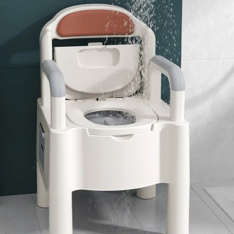 Thermostatic Seat Ring Commode Toilet Chair for Elderly Disabled, Adjustable Toilet Chair Portable Toilet Seat for Adults