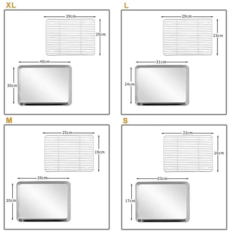 Rectangular Stainless Steel Grill Cookie Baking Pan With Removable Cooling Rack Kitchen Gadget Nonstick Tray Suitable For Oven