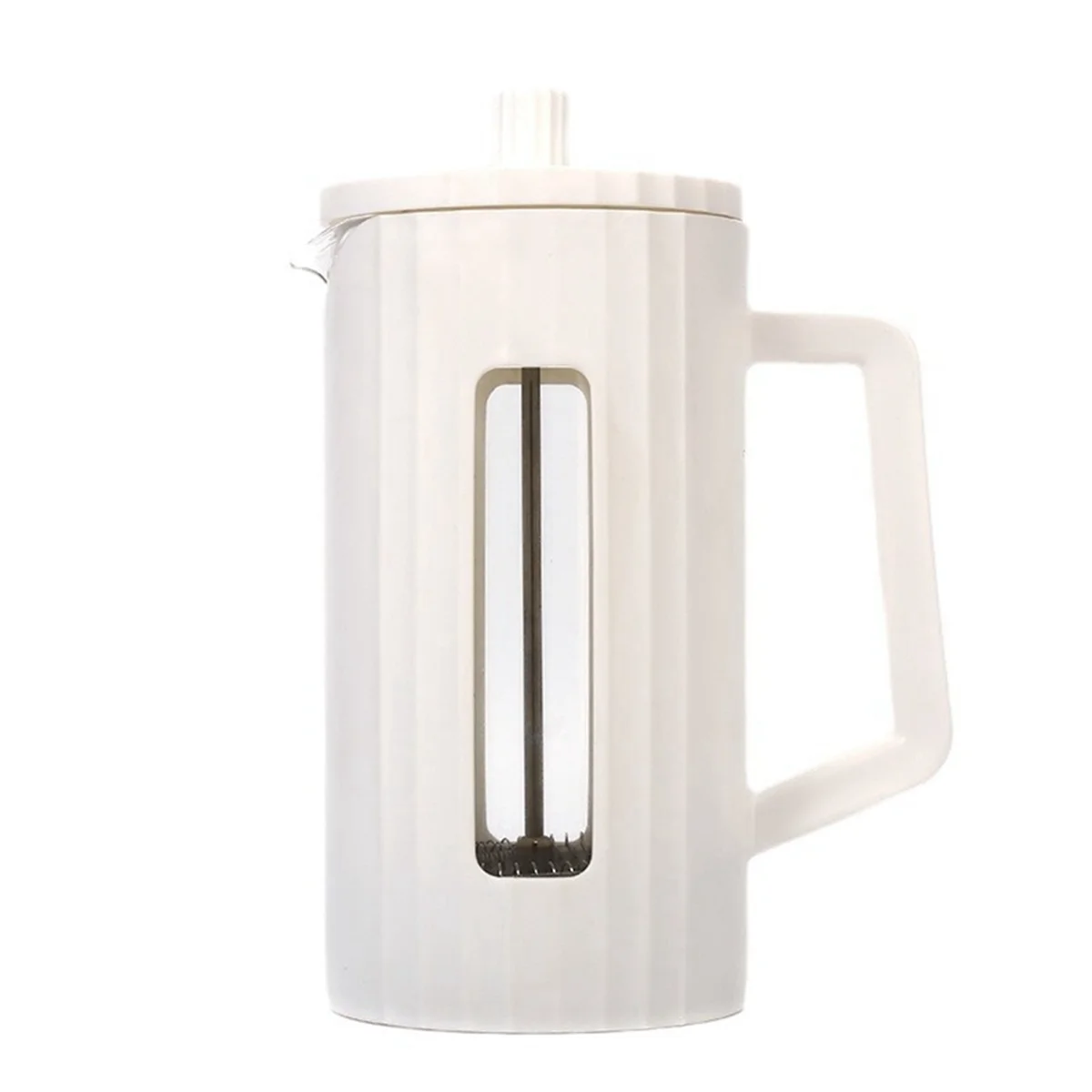 600Ml French Press Coffee Maker High Borosilicate Glass House Coffee Brewer Milk Foam Frother Barista Tea Maker White