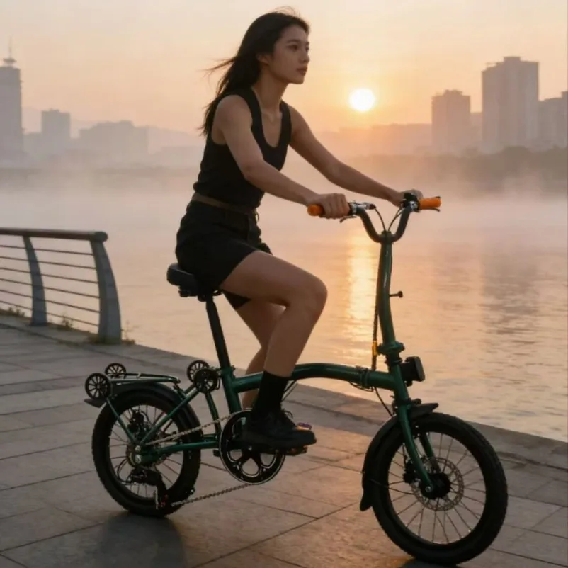 New Folding Bicycle, 16-inch 3-fold, Lightweight, 7-speed, Portable