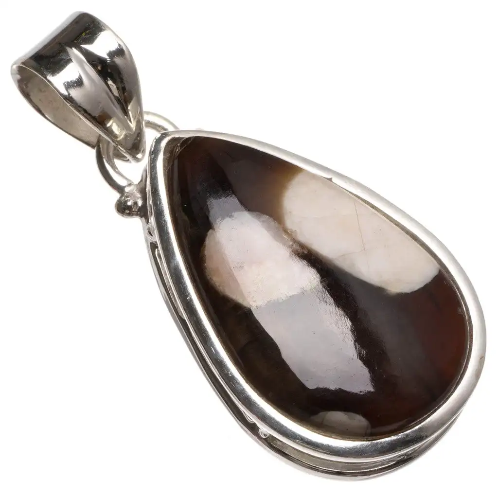 

StarGems Penut Wood Jasper Handmade Unique 925 Sterling Silver Pendant 1 1/2" T0553