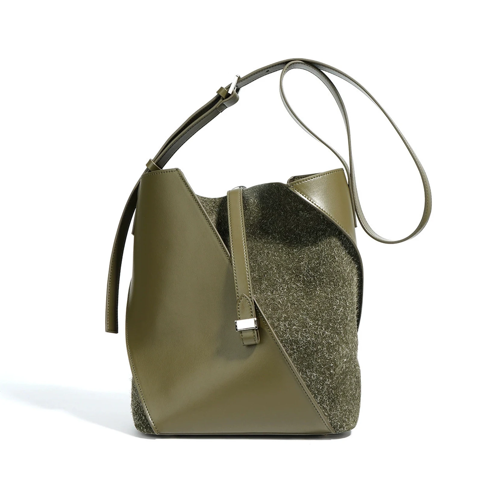 

2025 New Vintage Tote Bag Large Capacity Crossbody Shoulder Bag for Women Split Cow Leather Fashion Bucket Bag Unique Design