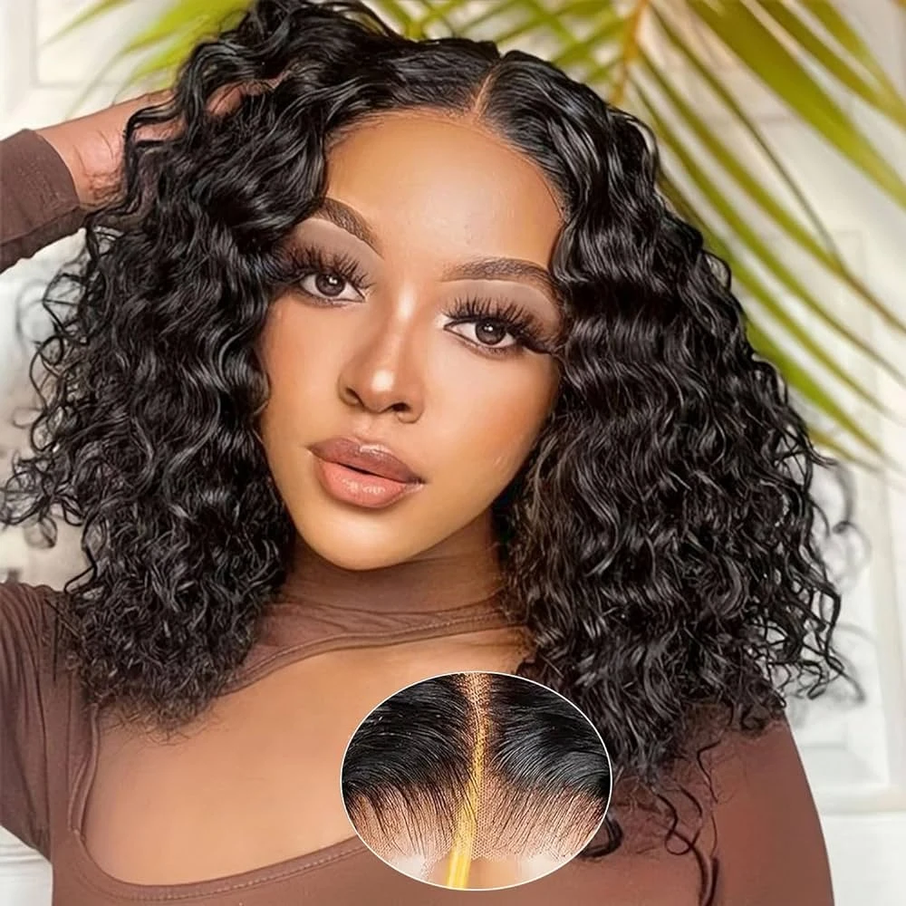 

Wear And Go Short Curly Wig Human Hair 180% Glueless Pre-cut 4x4 4x6 Curly Bob Human Hair Wigs Pre Plucked Lace Closure Wigs