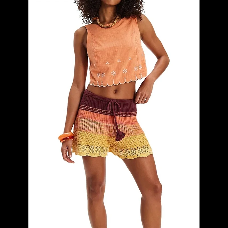 Women's Sweater Summer Sleeveless Embroidered Casual All-Match Daily Commute Dating Holiday Streetwear Knit Pullover Ladies Tops