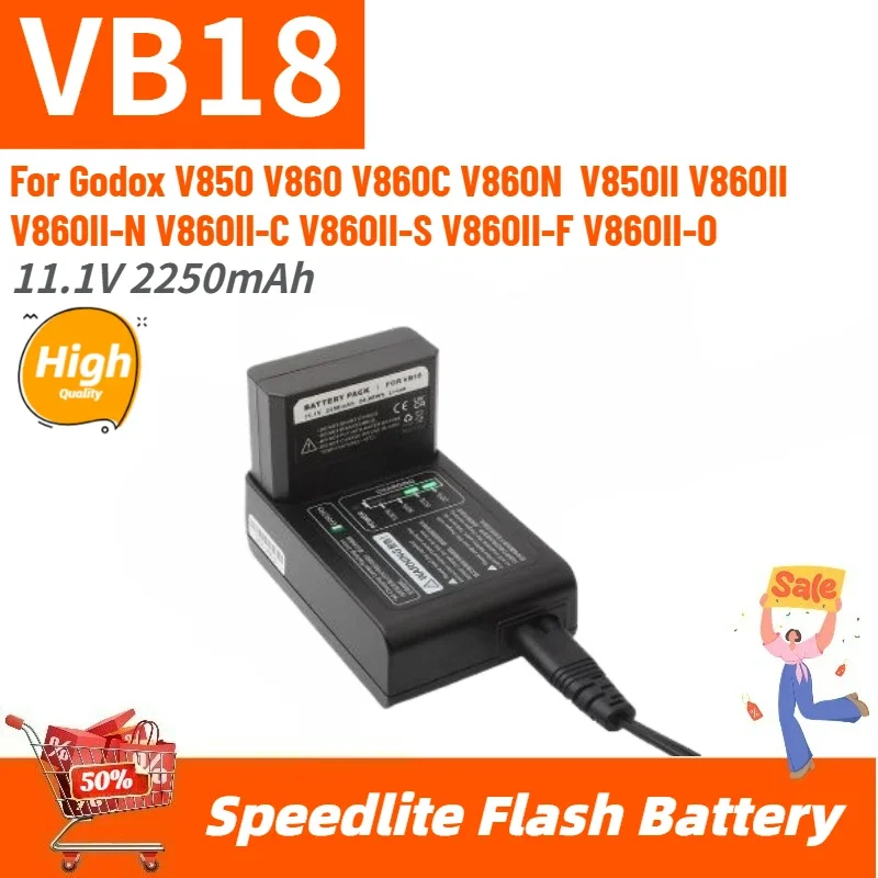 

High Quality VB18 Speedlite Flash Battery 11.1V 2250mAh for Godox V850 V860 V860C V860N V850II V860II V860II-N V860II-C/S/F/O