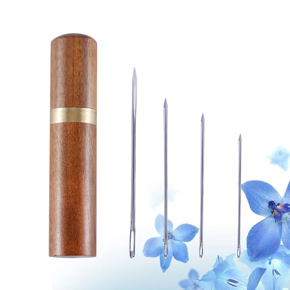 

4pcs Large-Eye Hand Sewing Needles Set Stitching For Craft Projects Anti-Rust Needles Storage Bottle Included