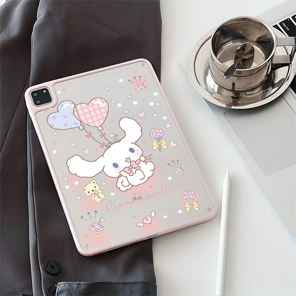 

Чехол Cinnamoroll Kawaii для IPad A16 11-го 10-го поколения, чехол для Mini Air 7 6 5 4 M3 Pro 11 10,2 10,5 9,7, прозрачный акриловый чехол