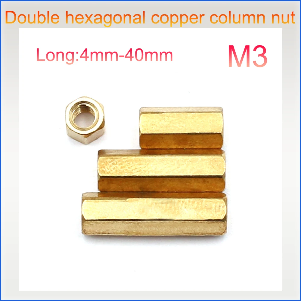 2/5/10/20/30Pcs Double Hexagonal Copper Pillar M3 Main Board Stud Isolation Post Through-Hole Hollow Copper Nut