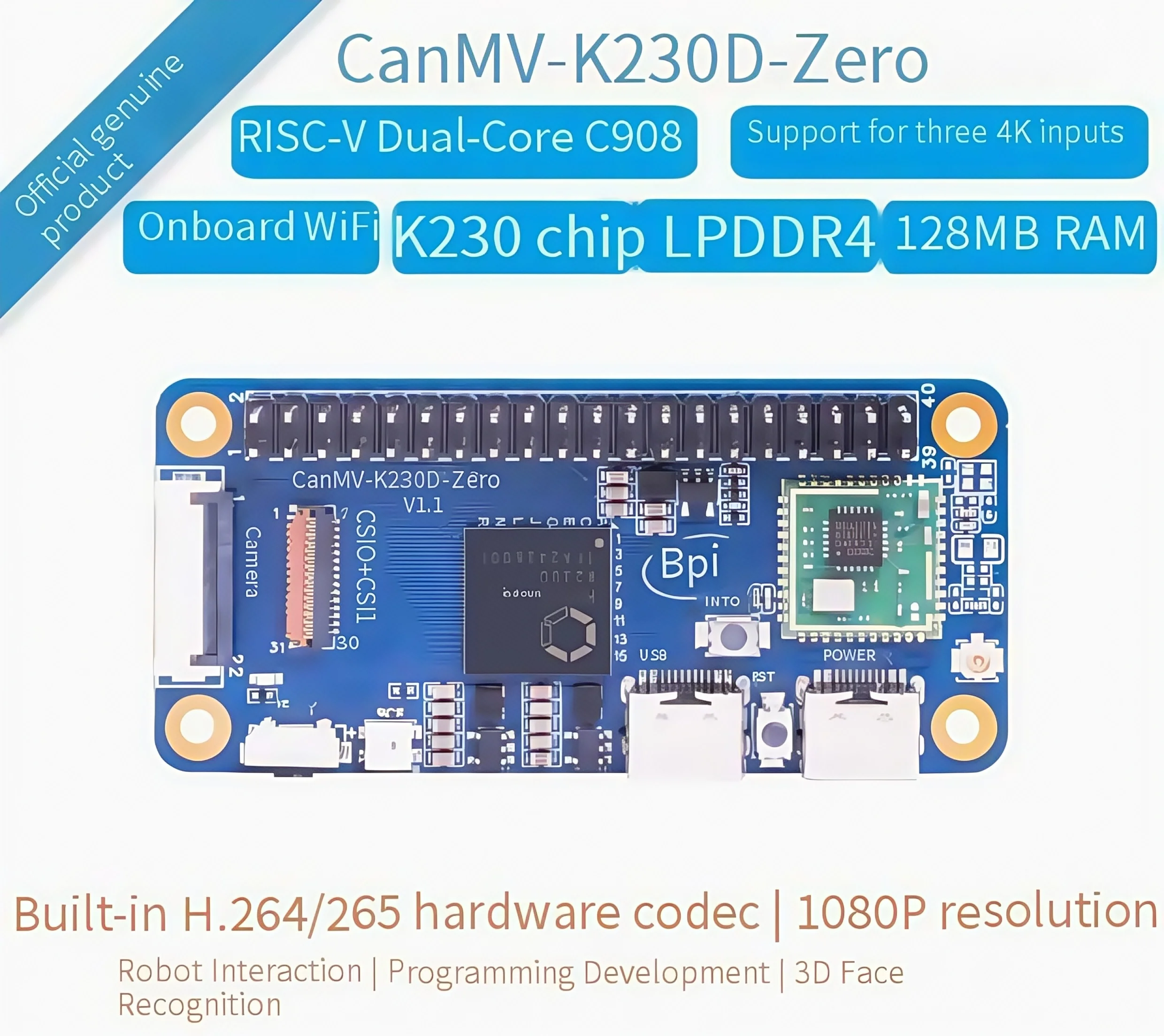 

Banana Pi [BPI-CanMV-K230D-Zero] Одноплатный компьютер с двойной камерой