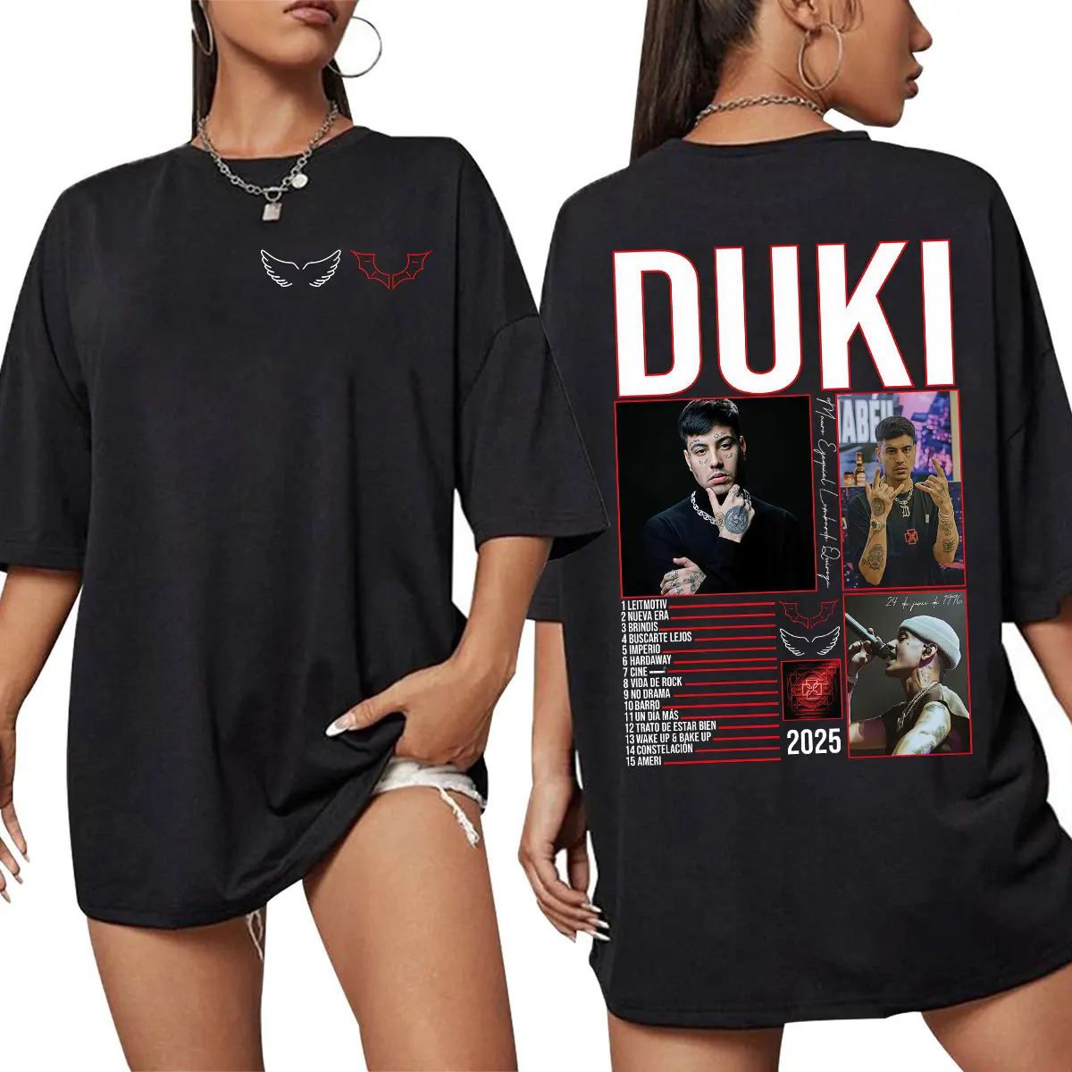 

Rapper Duki 2025 Summer Album Merch 100% Pure Cotton Printed T-shirt Women Clothing High Quality Hip Hop Short Sleeve Streetwear