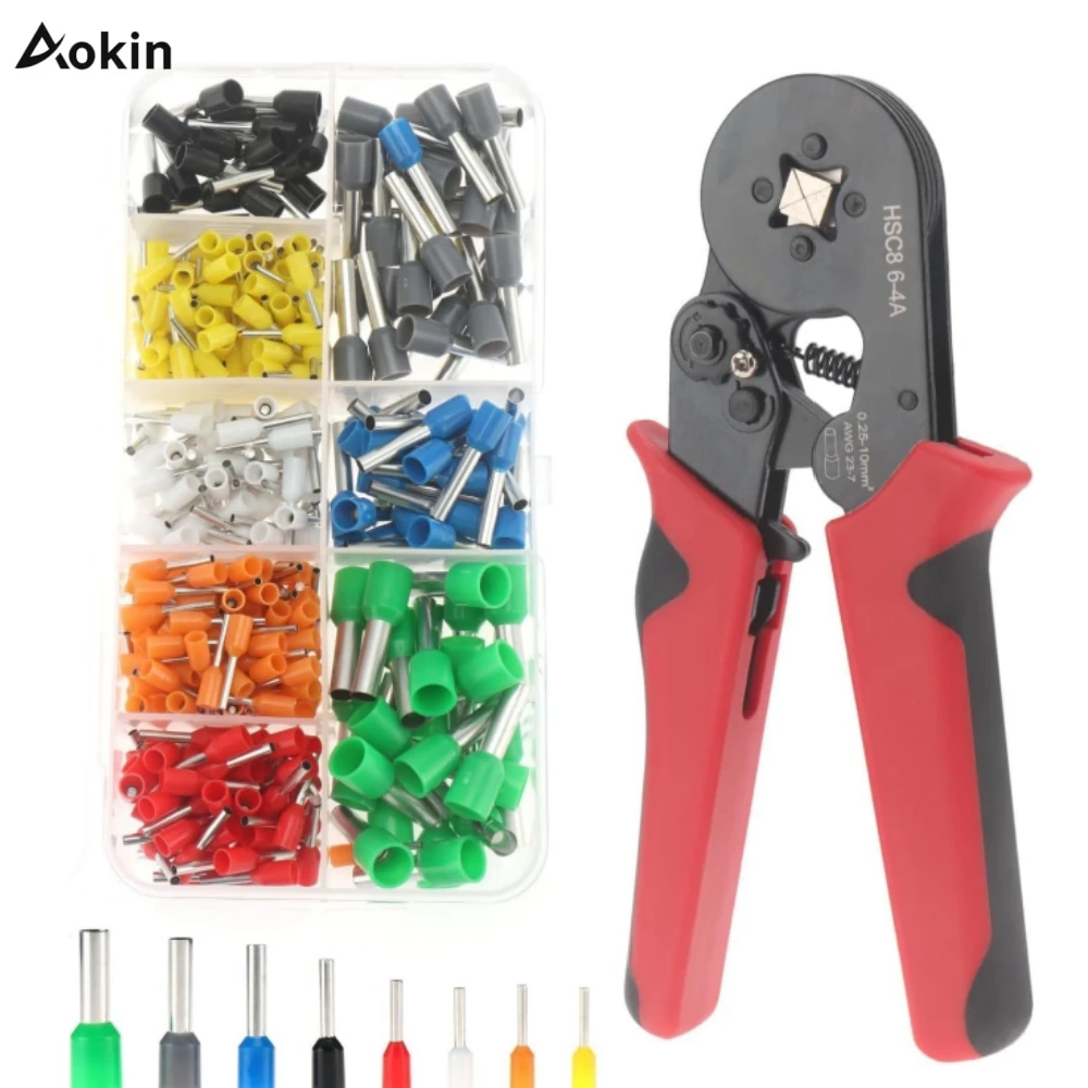 400PCS  Wire End Ferrules Terminals, or Ferrule Crimping Tool Kit, AWG23-7 Self-adjustable Ratchet Wire Crimping Tool Kit