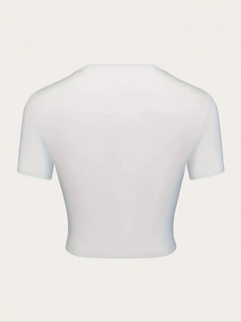 الوردي القوس طباعة طاقم الرقبة المحاصيل تي شيرت Y2K قصيرة الأكمام أعلى لربيع وصيف الملابس النسائية جميل اقتصاص