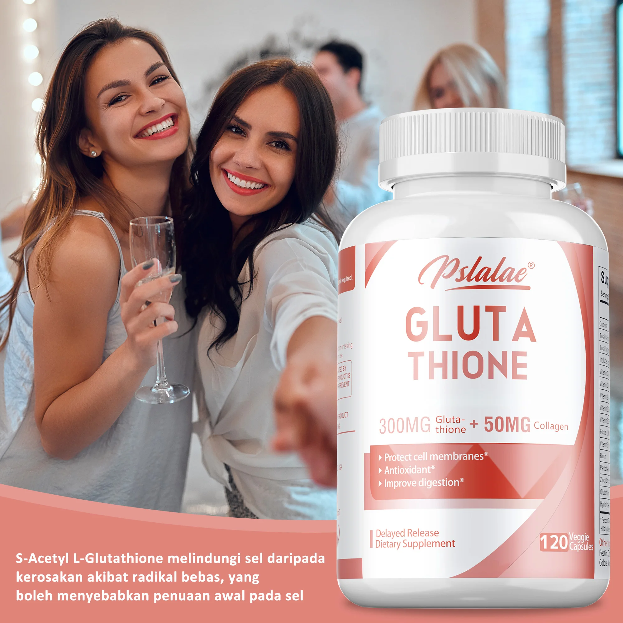 

Glutathione Capsules - Calcium Absorption, Antioxidant, Whiten Skin, Promotes Skin, Hair and Nails Health, Boost Immunity