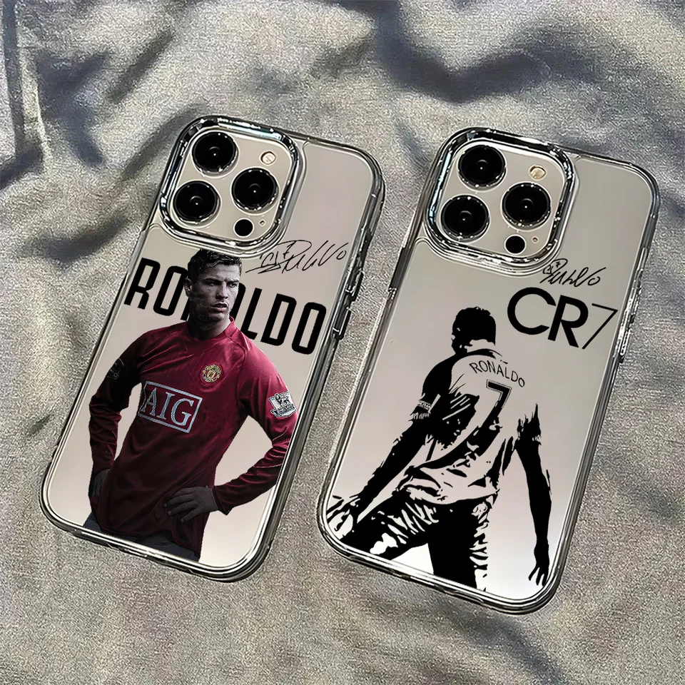 Funda transparente suave de futbolistas famosos C-CR7 para iPhone 17 16e 16 15 14 13 12 11 mini Pro Max X XR Air Plus 2