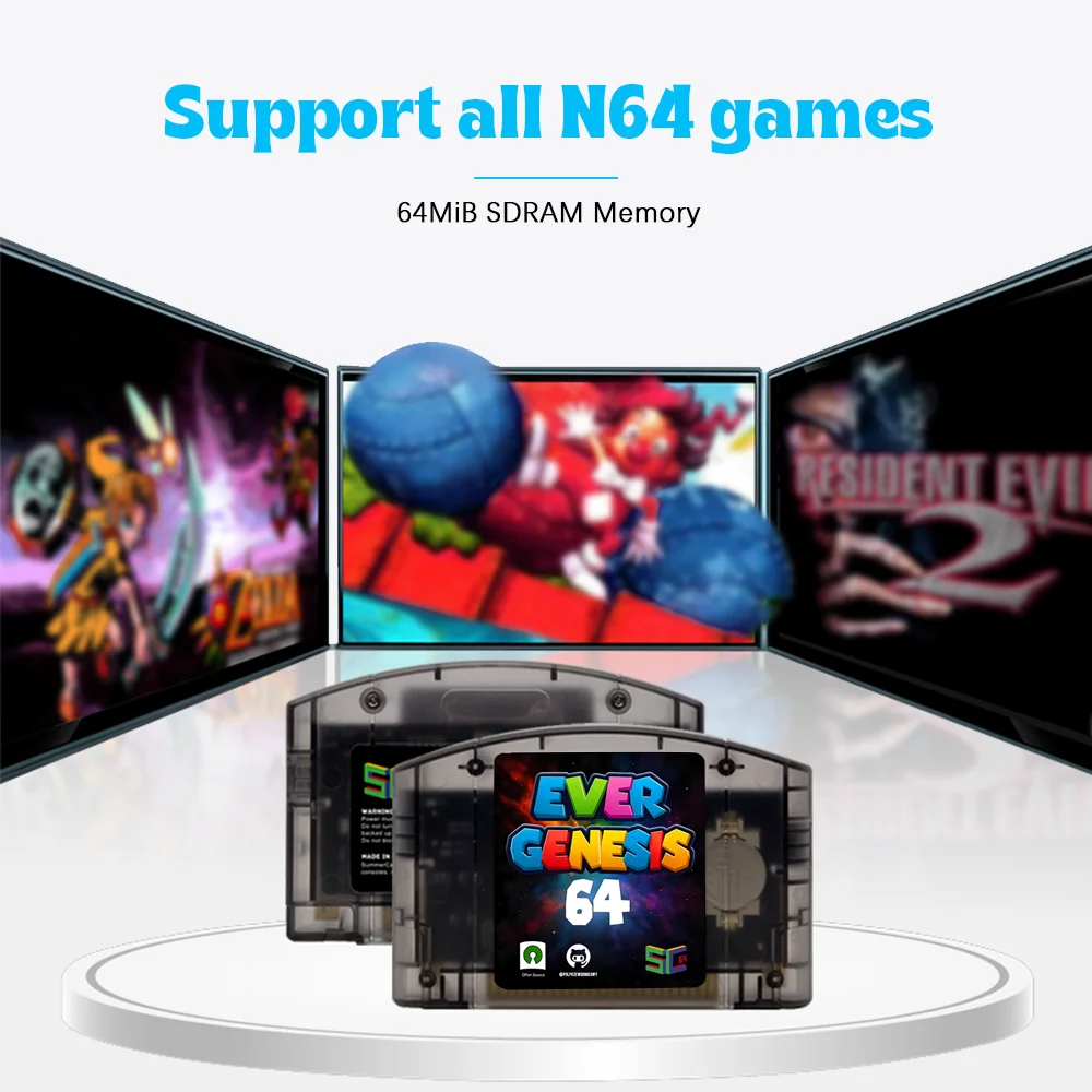 SC64 5000 in 1 N64 게임 카트리지 오픈 소스 플래시 카드 16GB/32GB 무료 TF 카드 닌텐도 64 지원 N64DD/SNES/GBC 게임