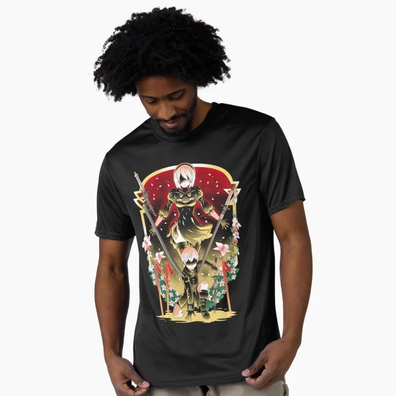 

Robo Hunter Nier Automata 2B YoRHa Anime Gift t shirt Kawaii Waifu graphic tee Cyber Punk Y2K Clothes 100% cotton Large size Top