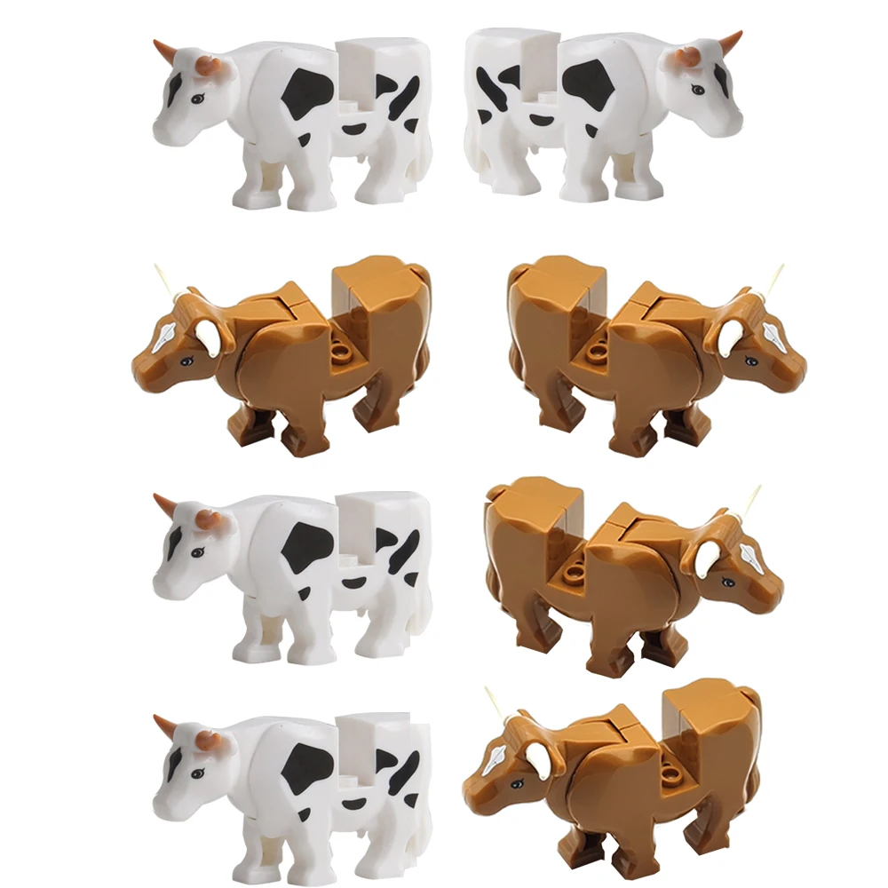 1 Uds. MOC Animal vaca bloques de construcción escena modelo de búfalo montaje granja pastoral escena de construcción DIY juguete para regalo para niños