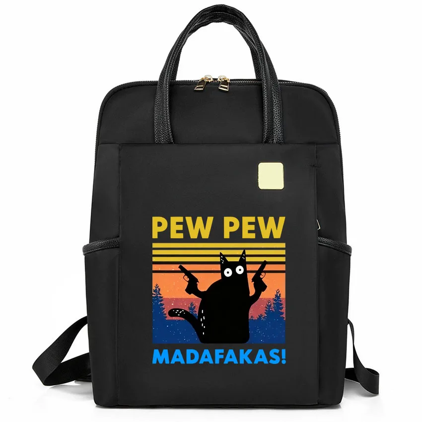 

Laptop backpack adjustable shoulder straps zipper closure multi-purpose school backpack Pew Pew Madafakas Printed Handbag