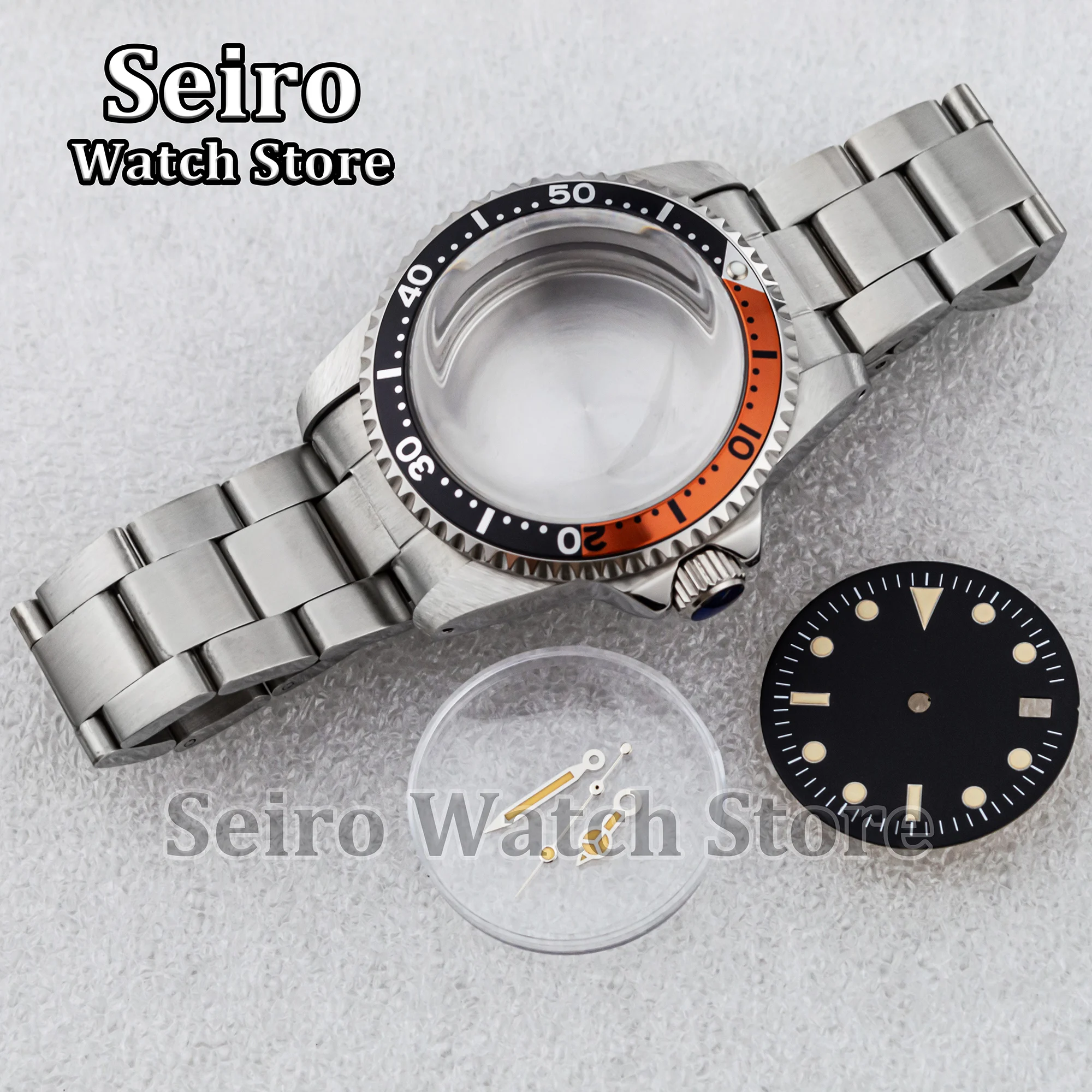 39MM Vintage Restro Watch Case Arcylic Bubble Glass 20MM Oyster Strap 28.5MM Luminous Dial Hands for SUB GMT NH35 NH36 Movement