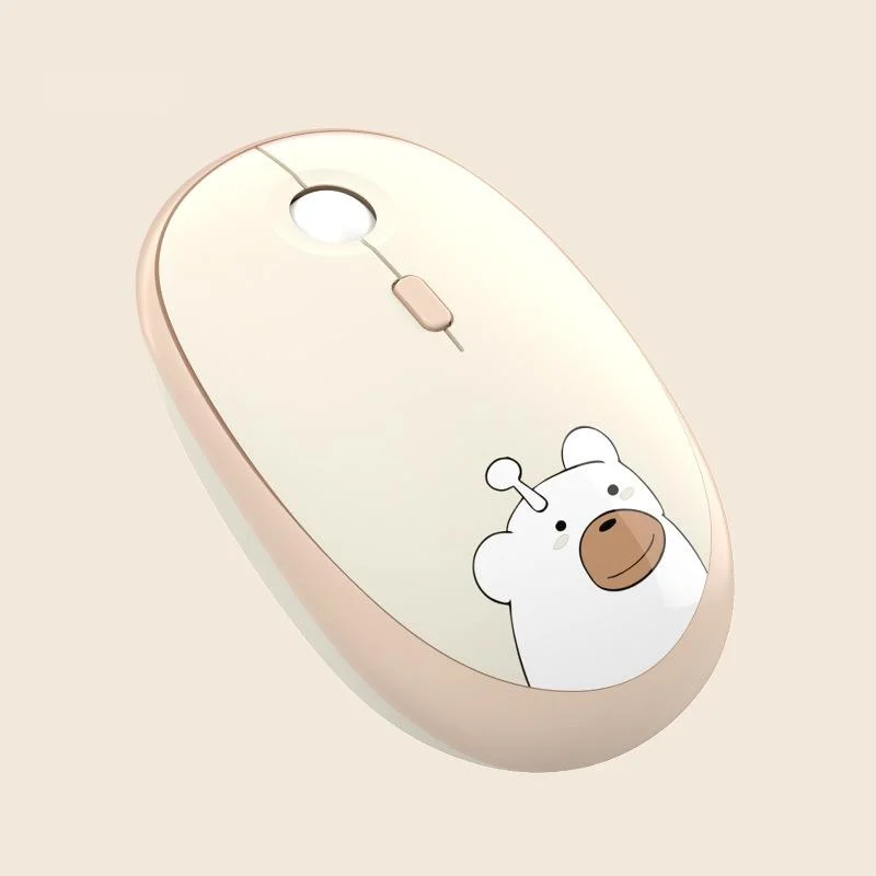 

Cute Hello Bear Cartoon Wireless Mouse Mute 1600 DPI Girl Universal Office Laptop Desktop Mause For Girl's Little Hands Gifts