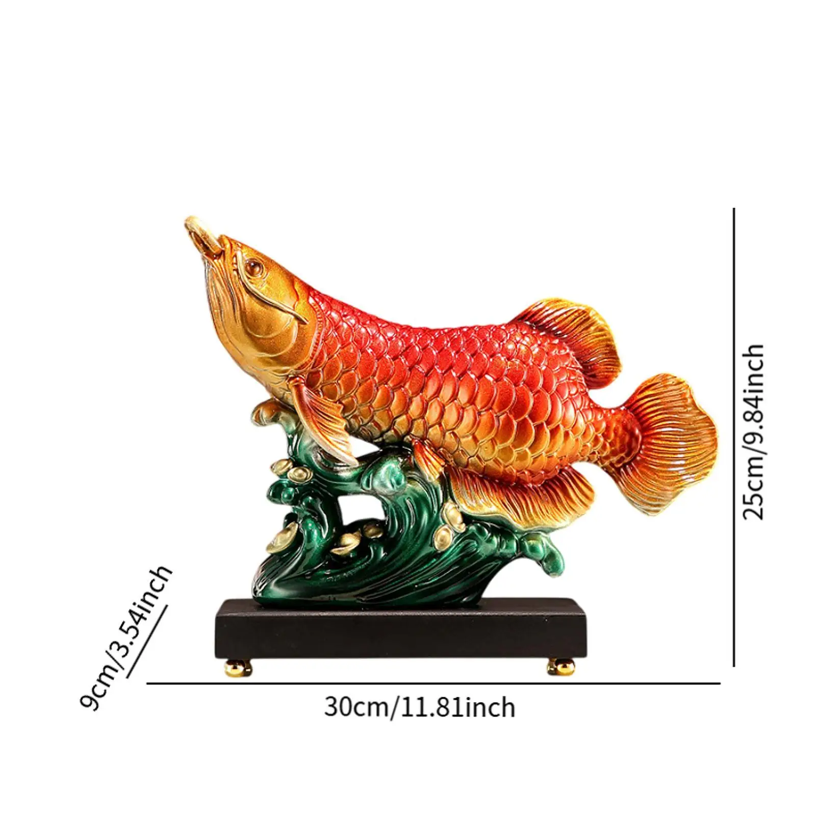 Arowana Fish Statue Resin Feng Shui Decor Modern Statue Prosperity Sculpture for Bookshelf Desk Cabinet Bedroom Birthday Gift