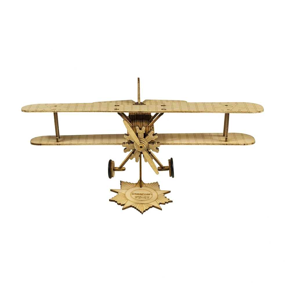 PT-17 Stearman Biplane Wooden Model Kit 1:52 Scale, DIY Static Display Aircraft for Adults, Collectible Home Decor Gift