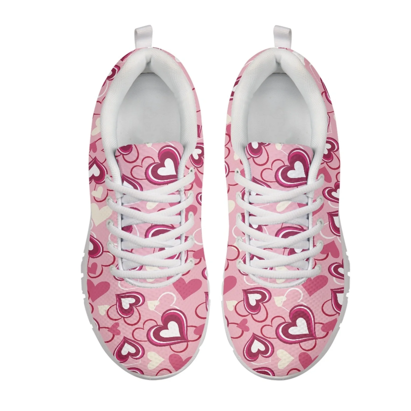 Coloranimal Valentine's Day Athletic Sneakers Featuring Mixed Heart Print, Lightweight Mesh Shoes for Men Women Walking Jogging