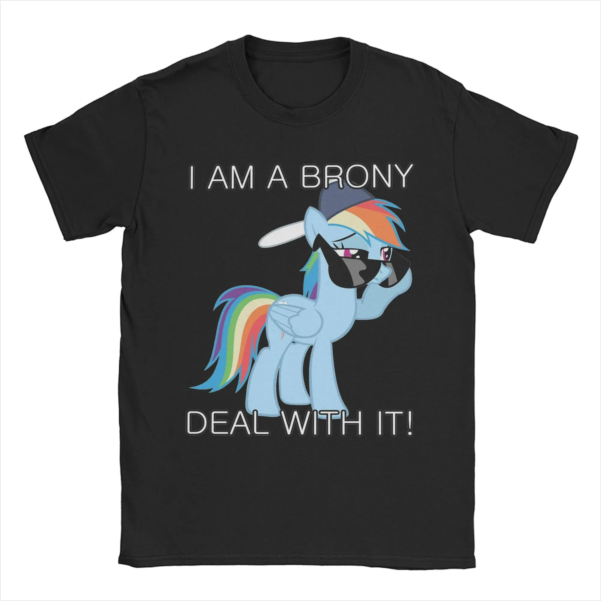 Rainbow Dash Brony T Shirt Men 100% Cotton Funny T-Shirt Crew Neck MLPed Tees Short Sleeve Tops Gift Idea