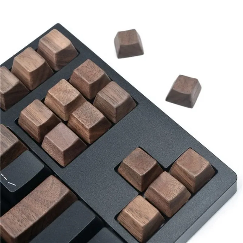 Black Walnut Wood Keycaps Handmade Solid Wood Customized OEM Profile R1/R2/R3/R4 Keycaps Gaming Mechanical Keyboard Accessories