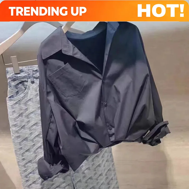 Customization French Chic Unique Light Mature Tops Niche Light Luxury Foreign Style Fashion Age-reducing And Slimming Black Shir
