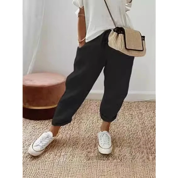 

Women's Cotton Linen Casual Cropped Pants Loose Fit Thin Material Comfortable Lightweight Trousers for Ladies