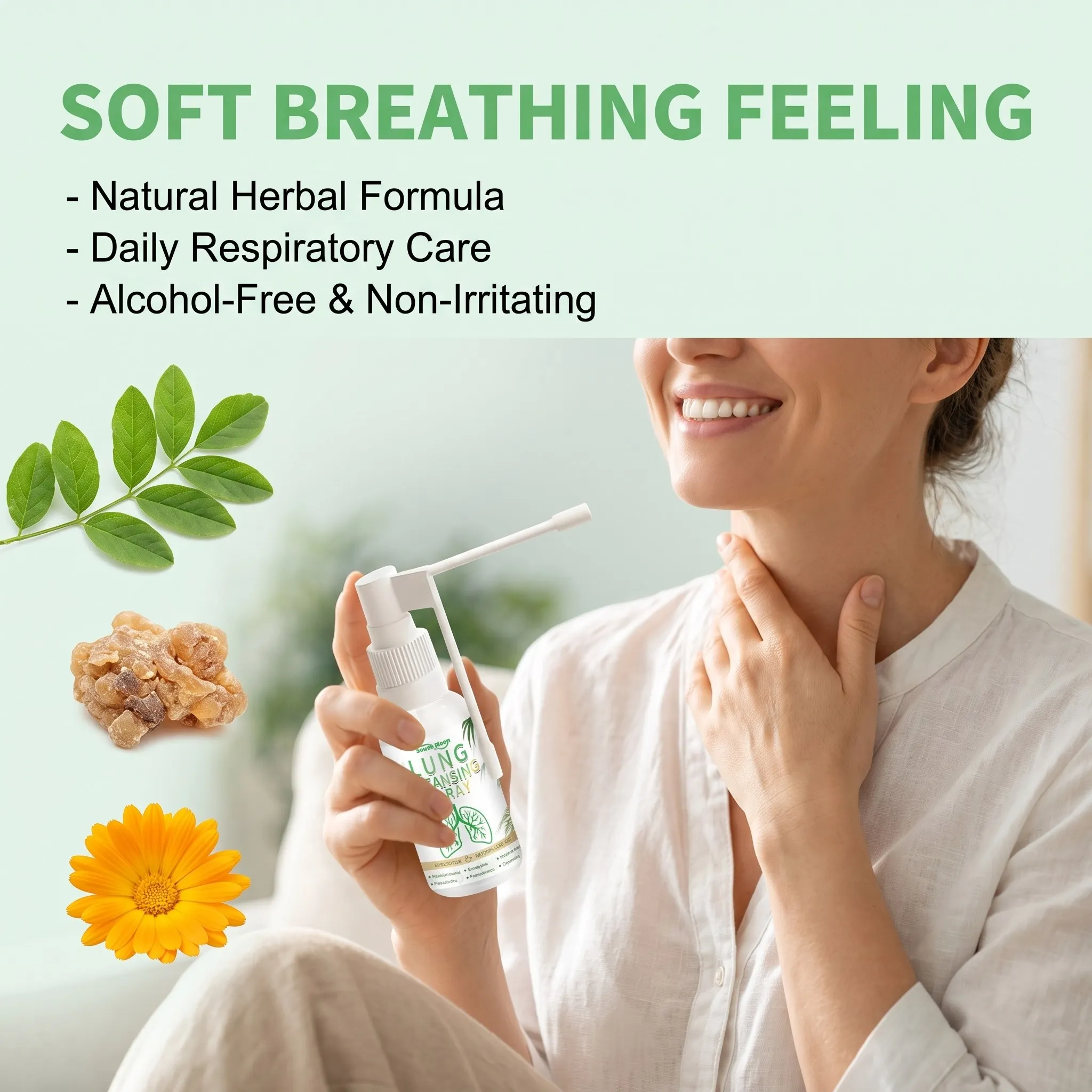 Herbal Lung Cleanse Spray Breath Detox Gentle Clear Lung Discomfort Long Lasting Respiratory Support Daily Lung Care Breath Mist