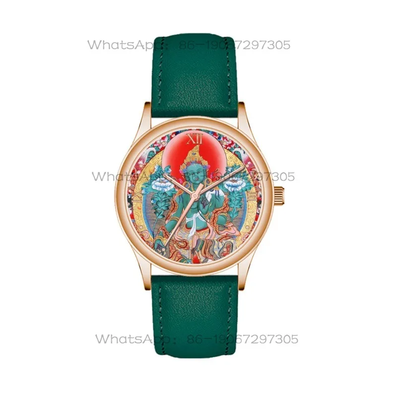 24-Hour Shipping Green Tara Heart Mantra, Safe Guard The Forbidden City White Tara Thangka Retro Zen Practice Art Watch Female