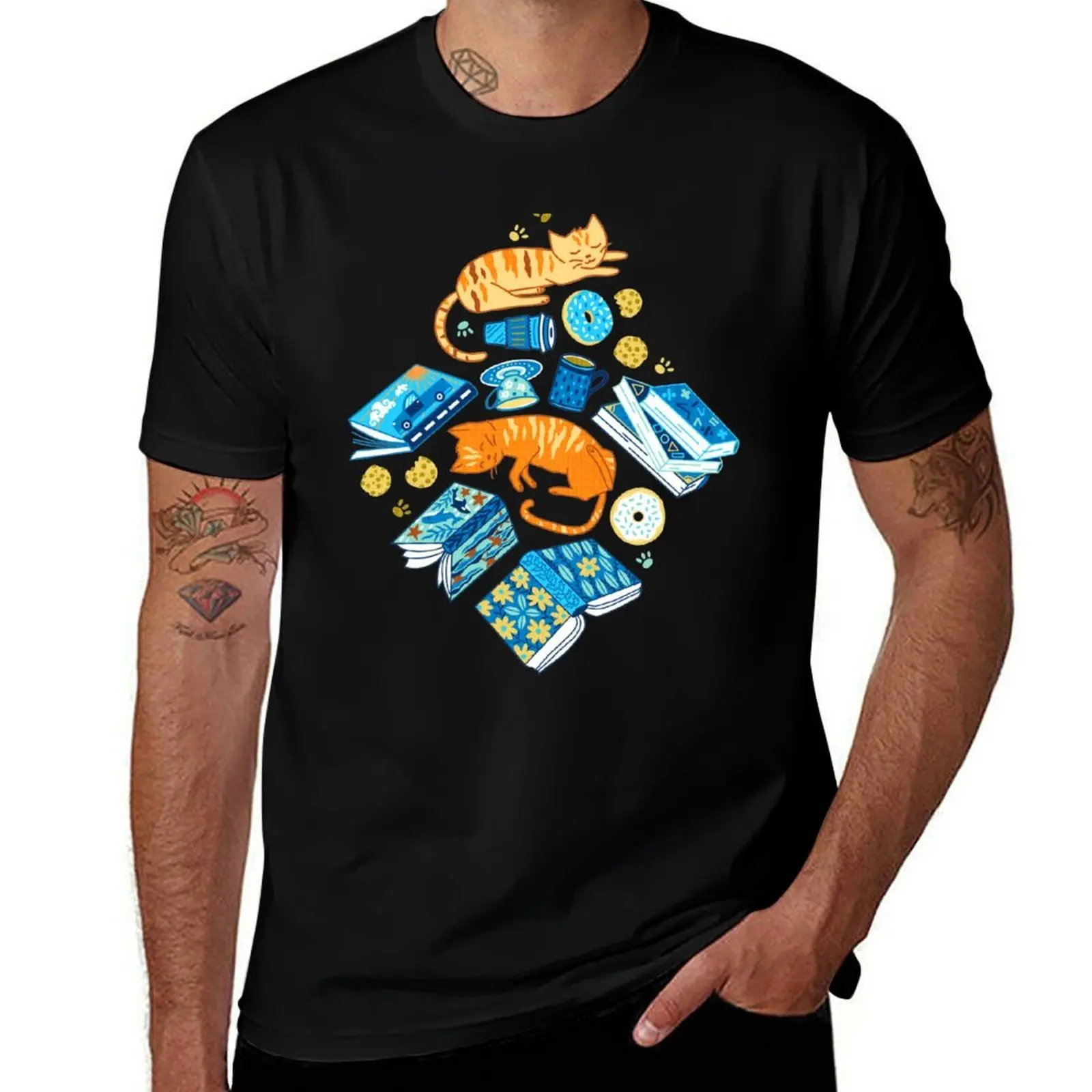 

Tea Party Cat-Book Vibes! T-Shirt custom t shirt fashion shirts shirts graphic Men's t-shirt