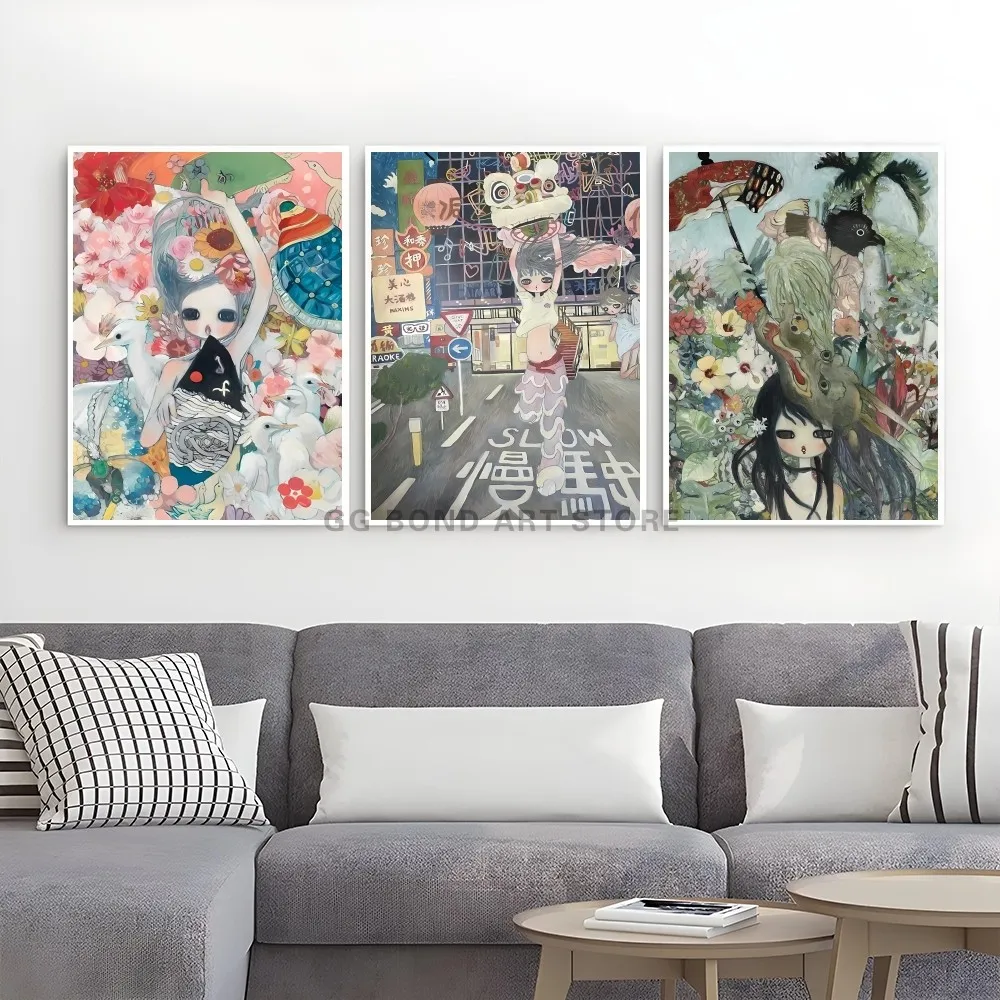 1PC  Aya Takano Anime Poster Kraft Poster Self-adhesive Art Waterproof Paper Sticker Coffee House Bar Room Wall Decor