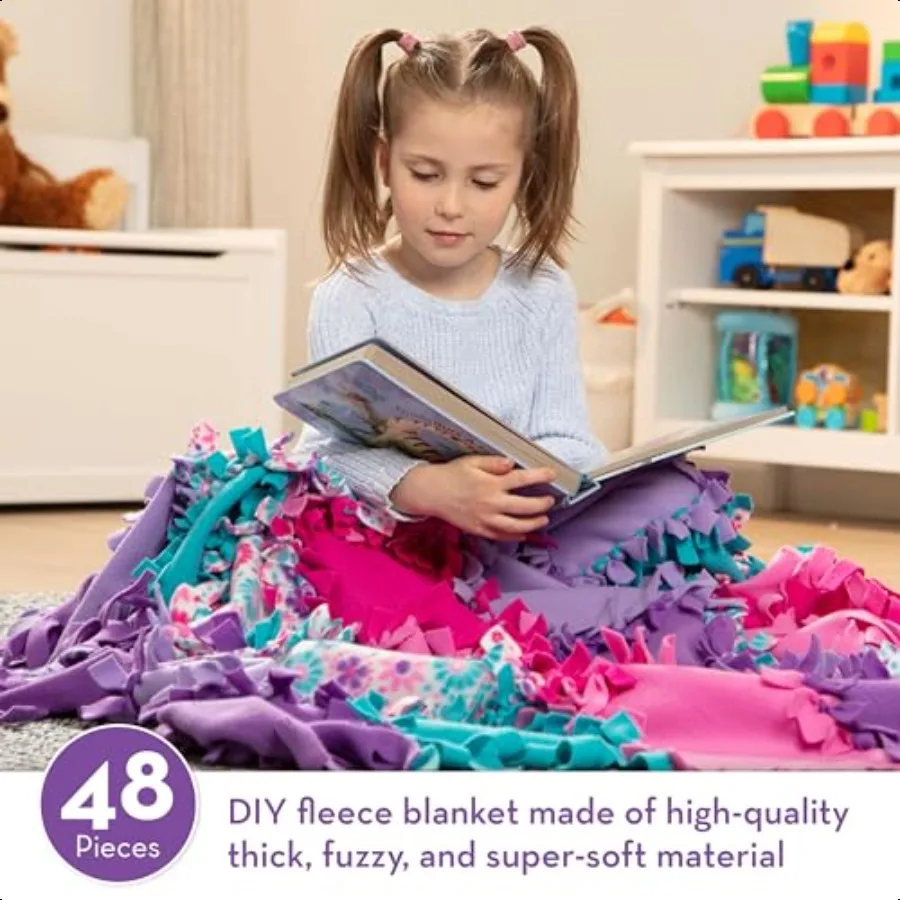 Created by Me Flower Fleece Quilt NoSew Craft Kit 48 carrés 4 pieds x 5 pieds