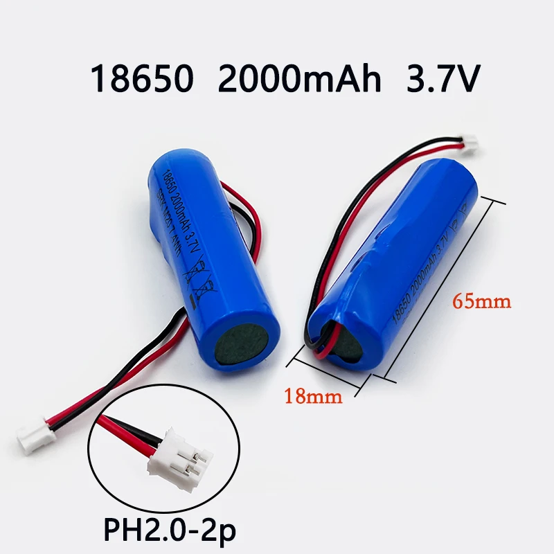 3.7V Lithium Battery Pack 18650 2000mAh for Fishing LED Light Bluetooth Speaker Emergency DIY batteries