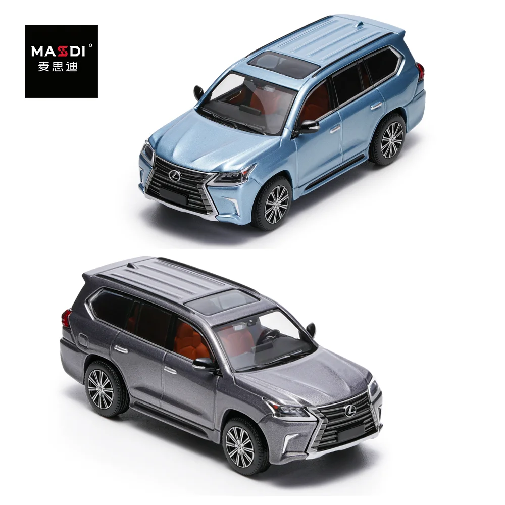 

MASSDI 1/64 Lexus LX570 Golden Ice Blue Темно-серый 2016, модель внедорожника из сплава, миниатюрная литая под давлением коллекция орнаментов, модель HobbyToy